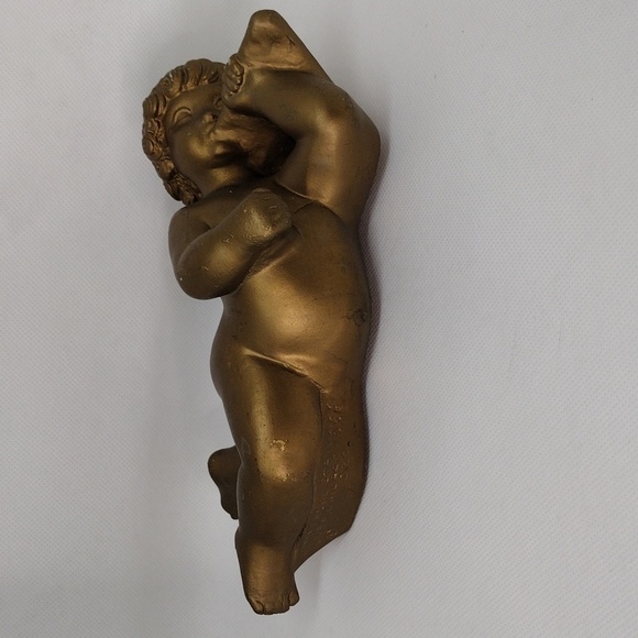 Vintage 1958 Universal Statuary Corp. Gold Cherub Angel Wall Hanging Decor - Picture 9 of 10